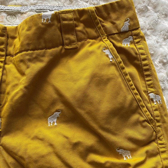 J. Crew Mustard Yellow Embroidered Elephant Classic Chino Shorts - Picture 3 of 8